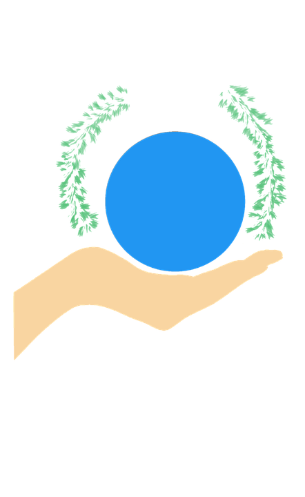 Hand Holding Blue Sphere Nature Concept