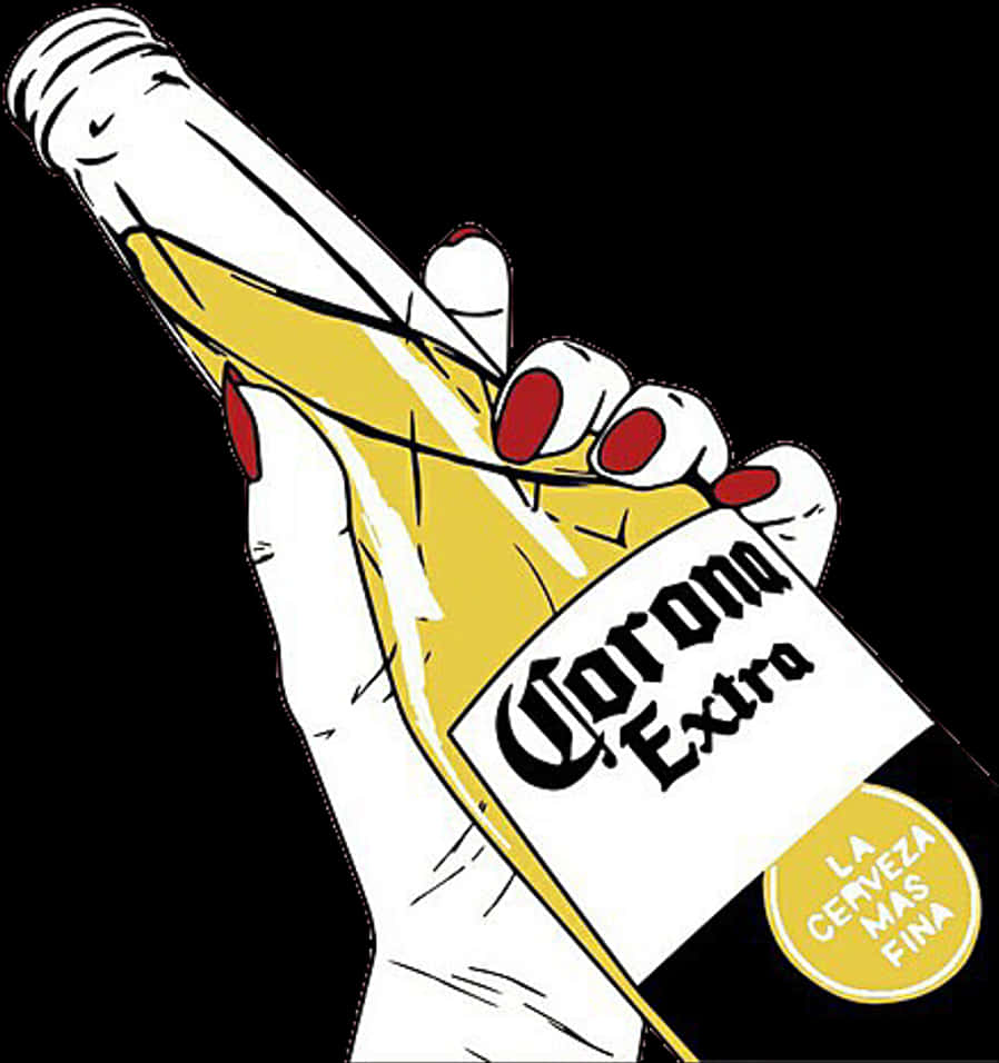 Hand Holding Corona Beer Bottle