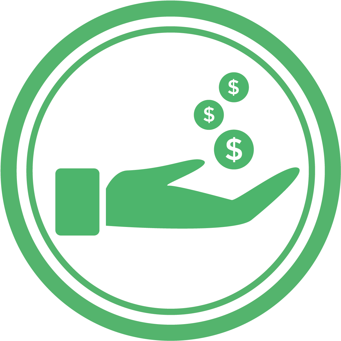 Hand Holding Dollar Coins Icon