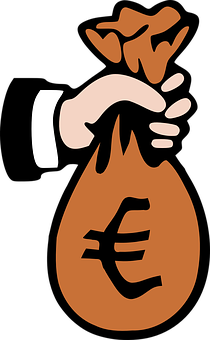 Hand Holding Euro Money Bag PNG with transparent background
