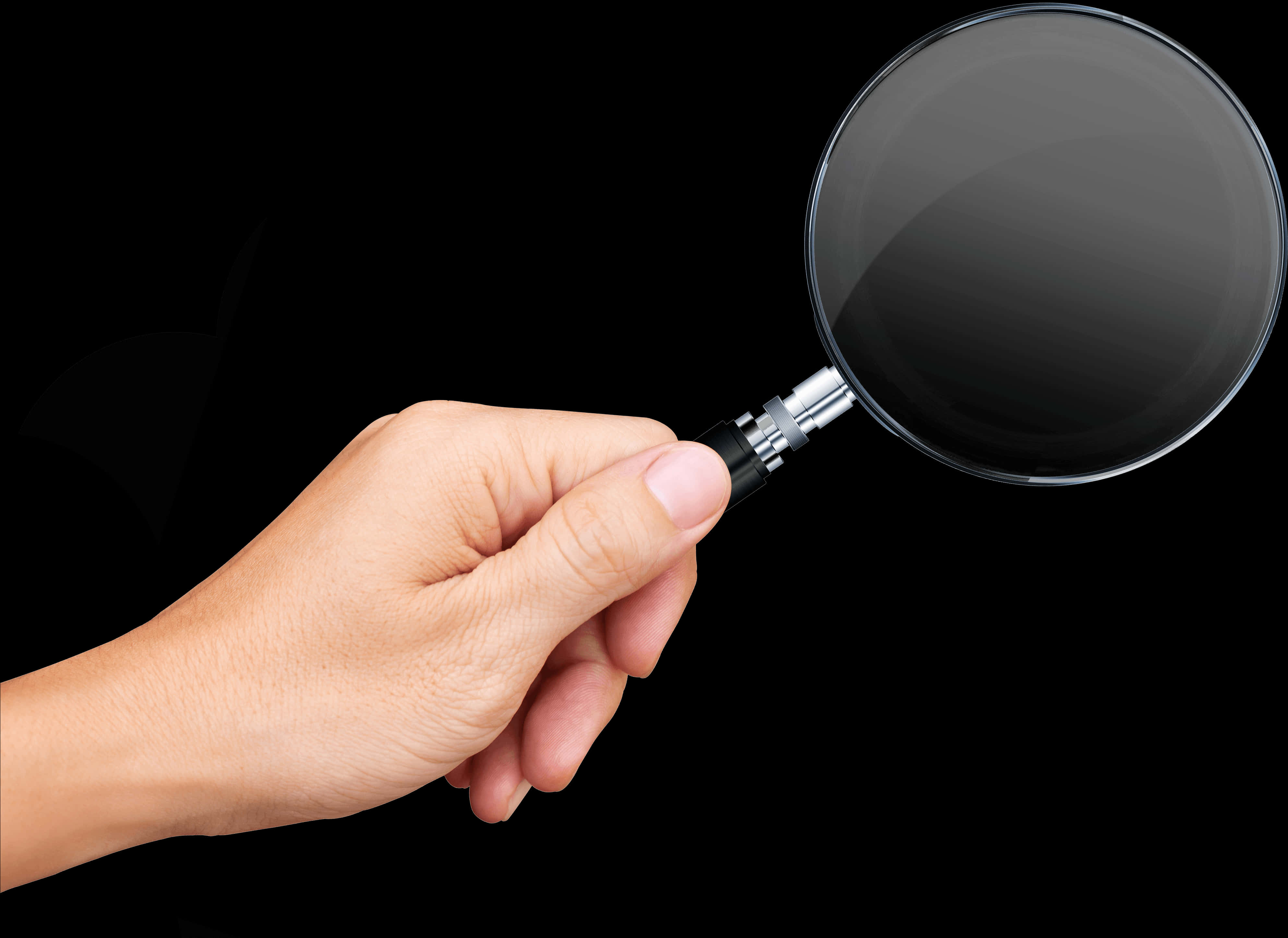 Hand Holding Magnifying Glass Black Background.jpg