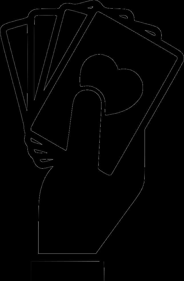 Hand Holding Playing Cards Silhouette PNG with transparent background