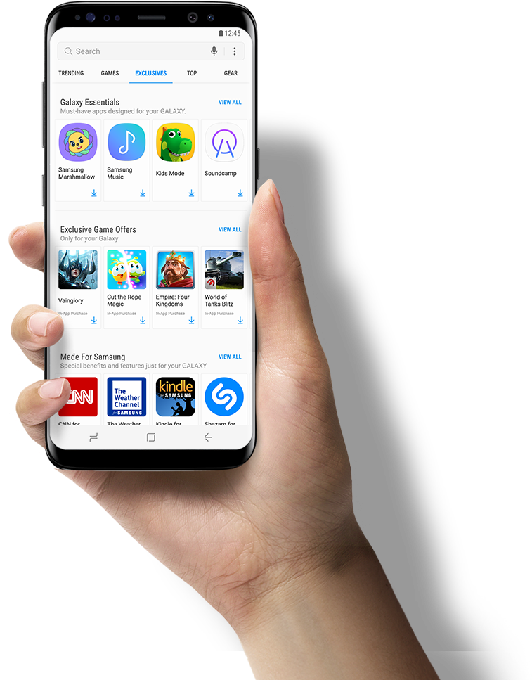 Hand Holding Smartphone App Store PNG with transparent background