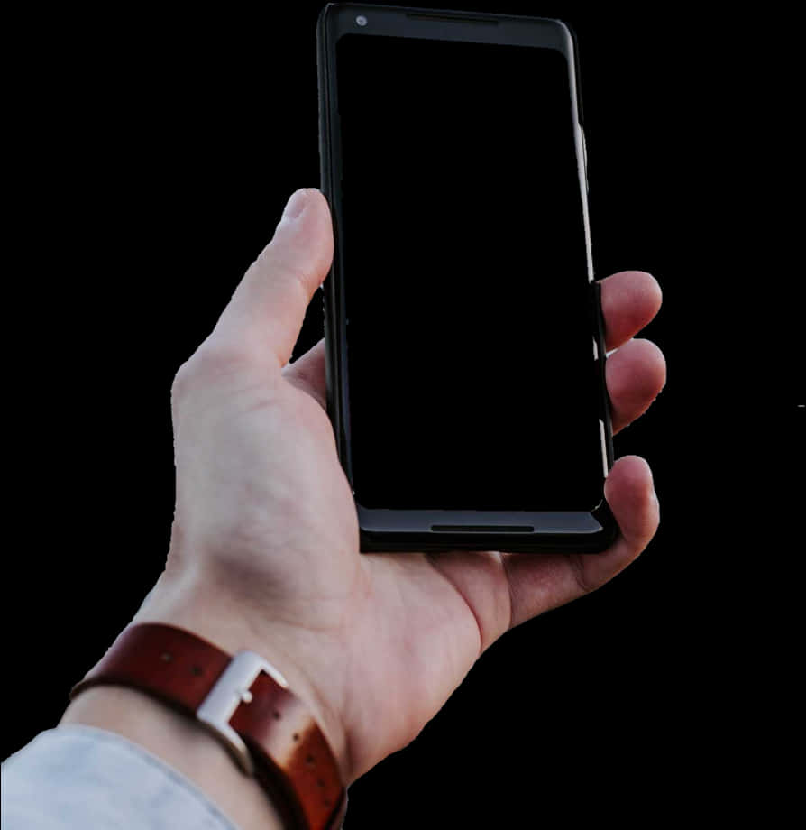 Hand Holding Smartphone Black Background