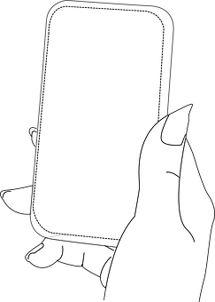 Hand Holding Smartphone Outline PNG with transparent background