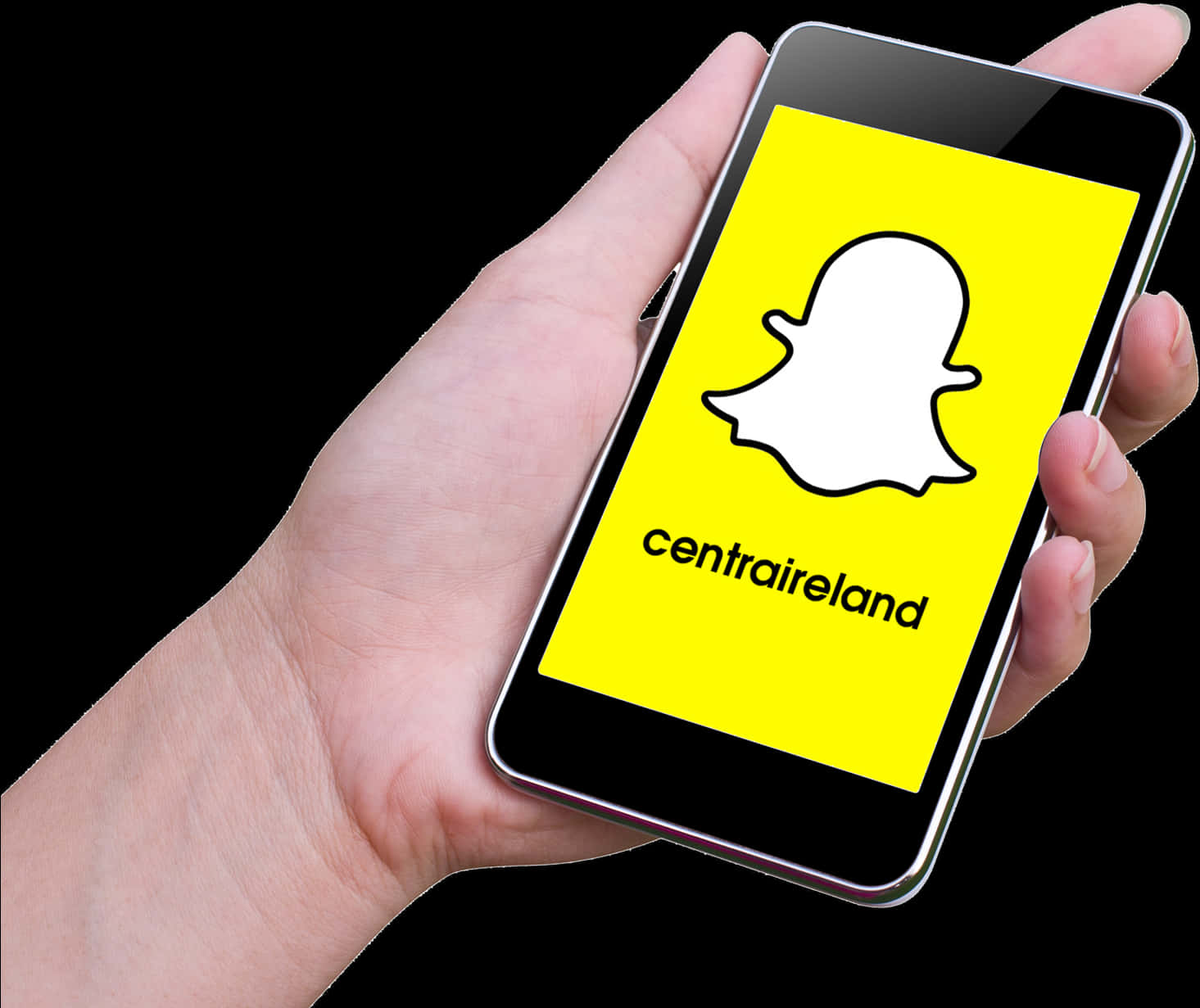 Hand Holding Snapchat Phone PNG with transparent background