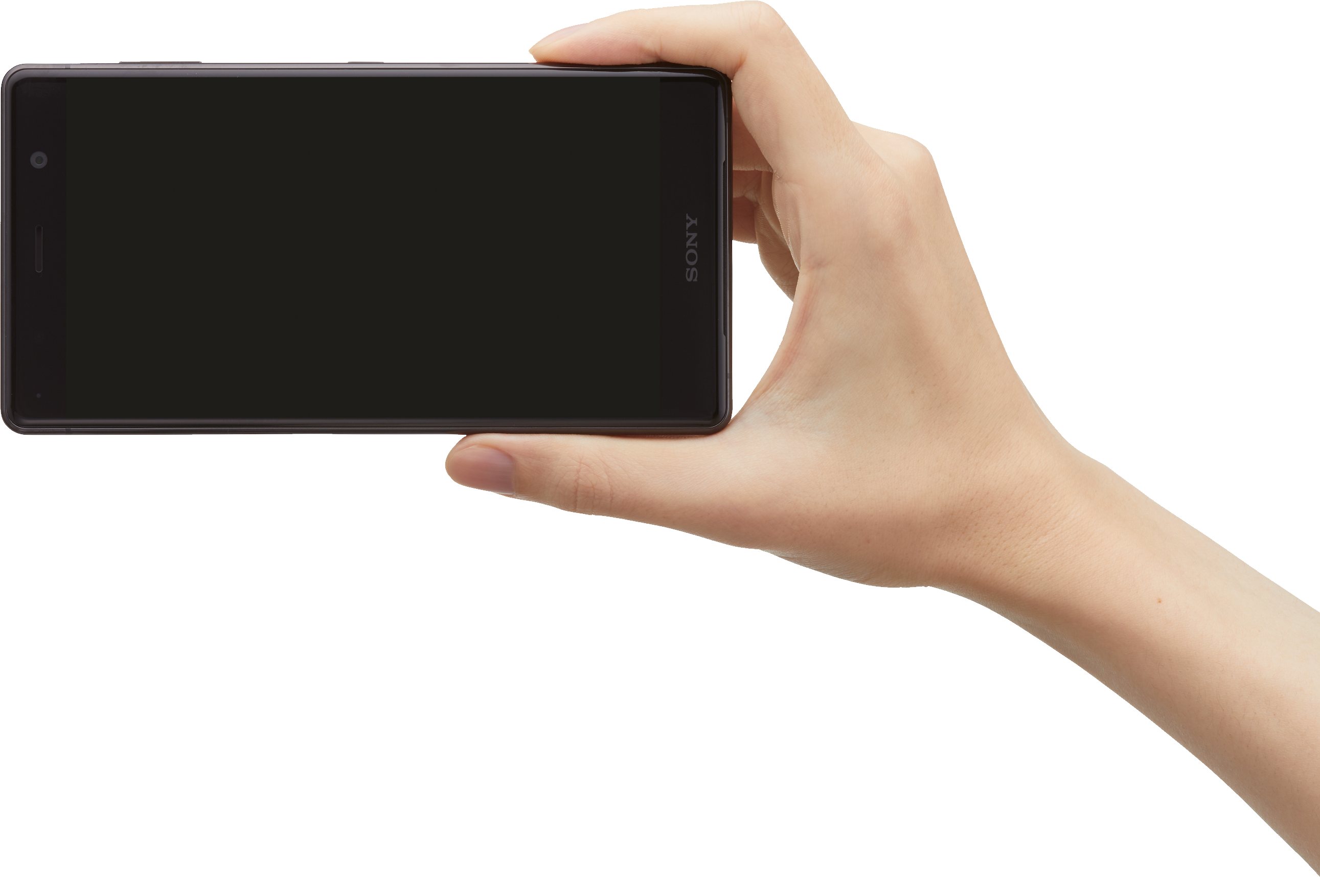 Hand Holding Sony Smartphone Mockup