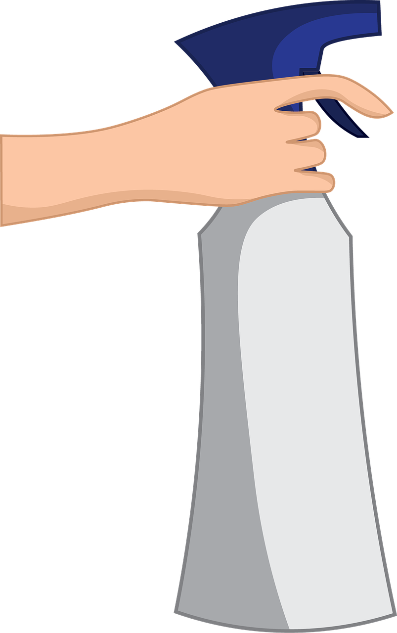 Hand Holding Spray Bottle Vector