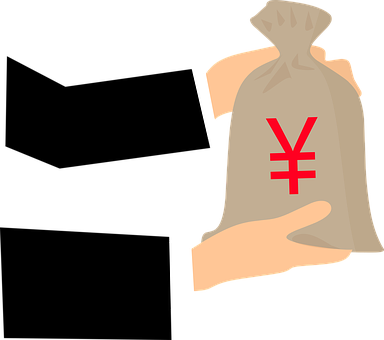 Hand Holding Yen Money Bag PNG with transparent background