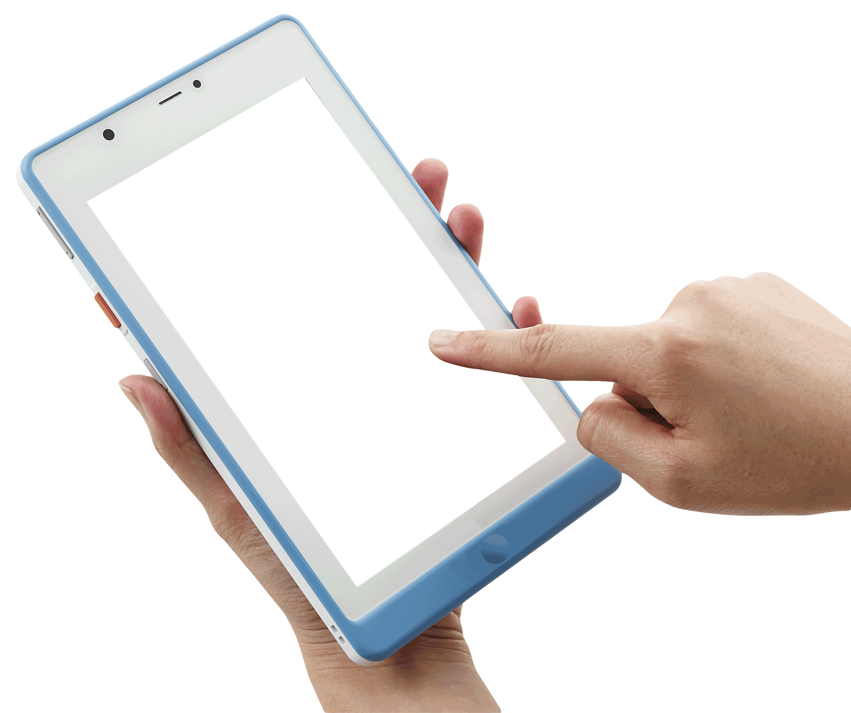 Hand Interactingwith Tablet Screen PNG with transparent background