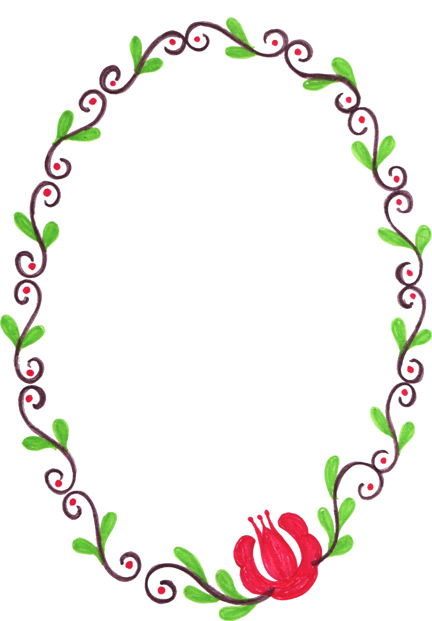 Hand Painted Floral Oval Frame