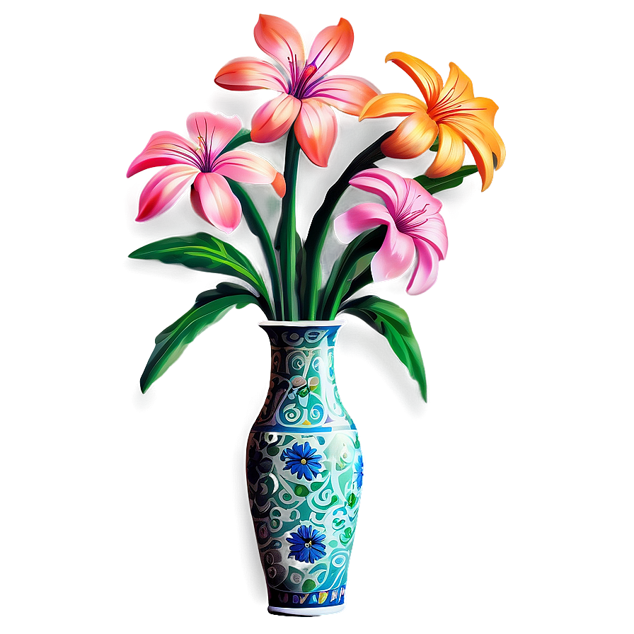 Hand-painted Flower Vase Png Cgp