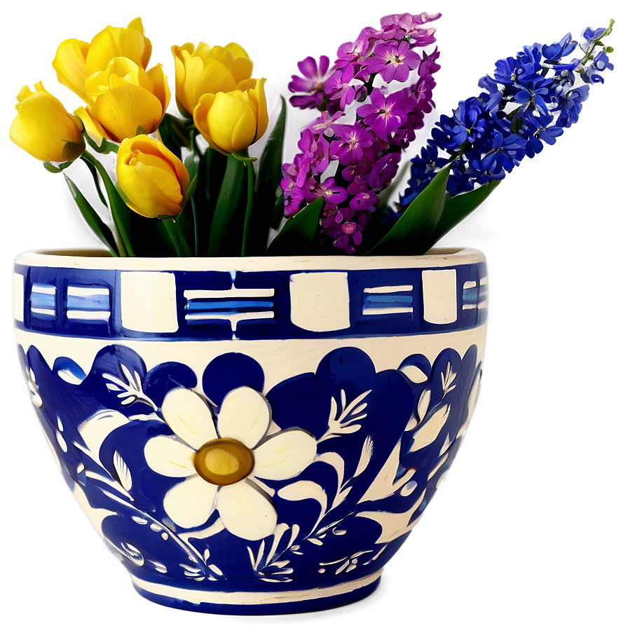 Hand-painted Flower Vase Png Dut