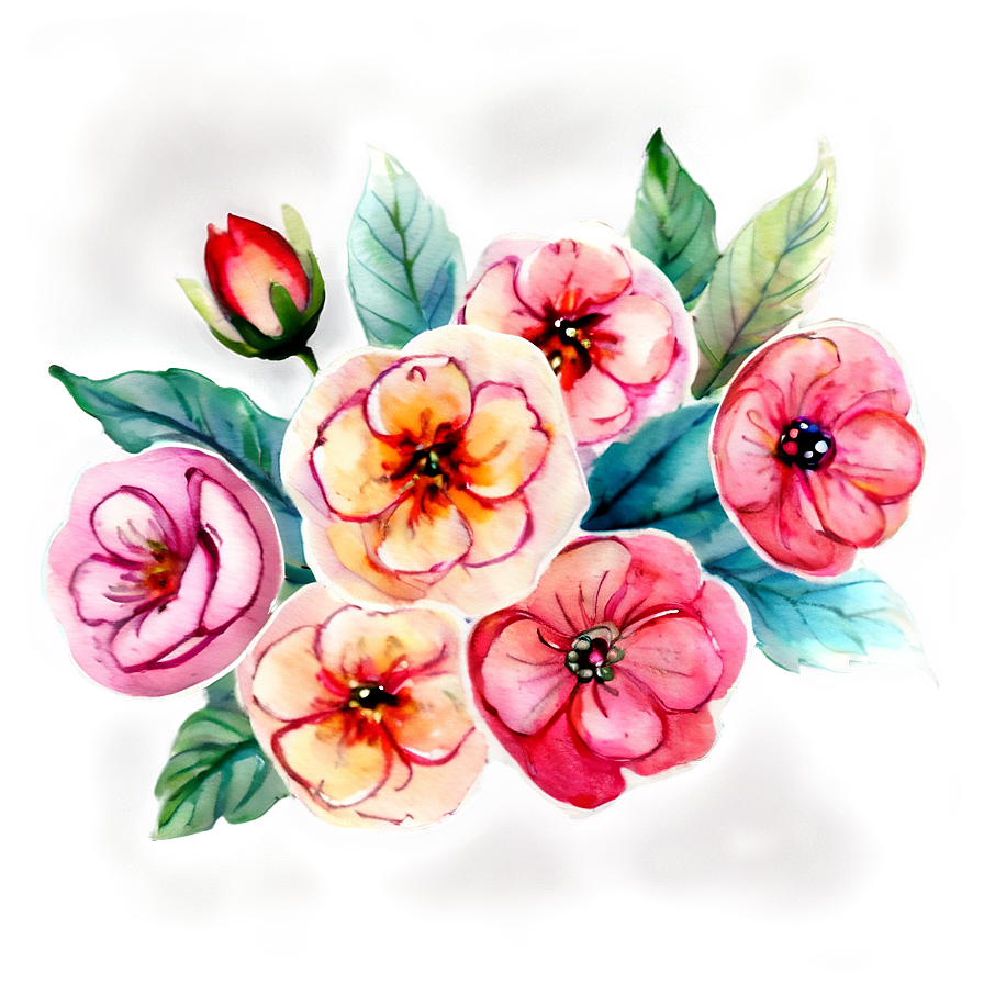 Hand Painted Flowers Watercolor PNG 05252024 PNG with transparent background