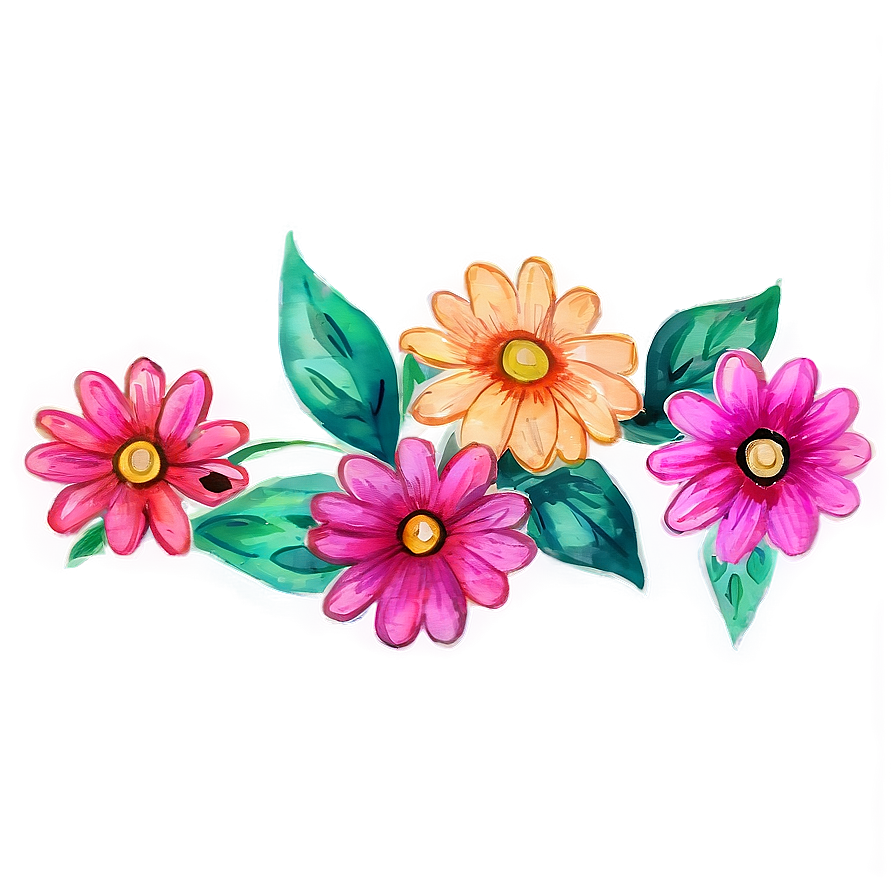Hand Painted Flowers Watercolor PNG 05252024 PNG with transparent background