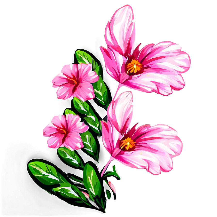 Hand-painted Pink Flowers Png Sgn