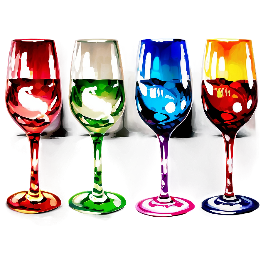 Hand-Painted Wine Glasses PNG hdc PNG image with a transparent background, free high-resolution download