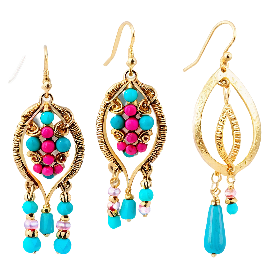 Handcrafted Gold Dangle Earrings Png Jkp56