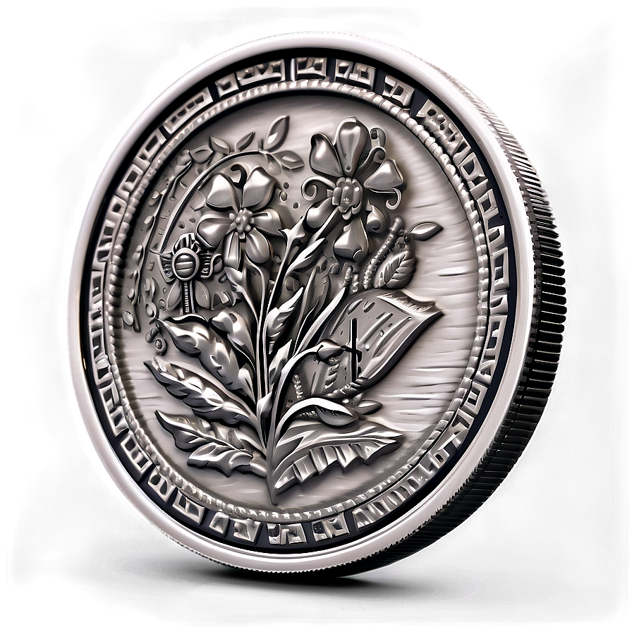 Handcrafted Silver Coin Sketch Png 06272024