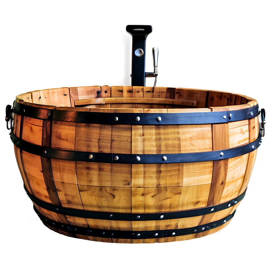 Handcrafted Wooden Barrel Tub Png 06282024