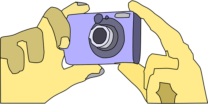 Hands Holding Camera Illustration PNG with transparent background