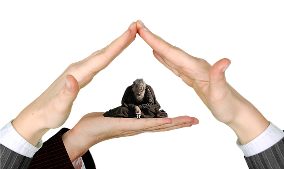 Hands Protecting Small Figure PNG with transparent background