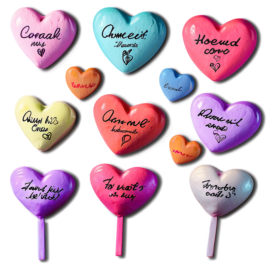 Handwritten Conversation Hearts Png 06282024