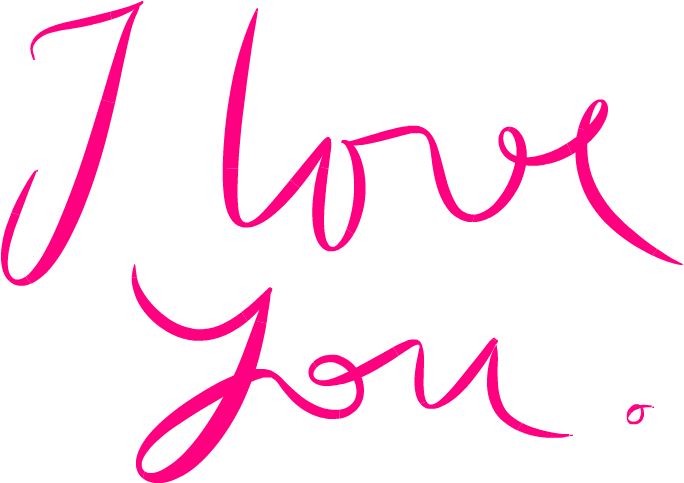 Handwritten I Love You Script PNG with transparent background