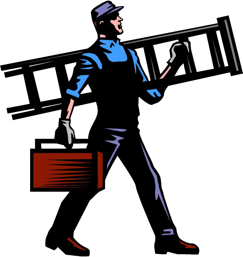Handyman Carrying Ladderand Toolbox PNG with transparent background