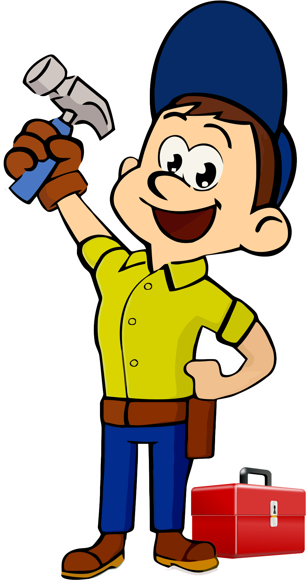 Handyman Cartoon Character Holding Hammer