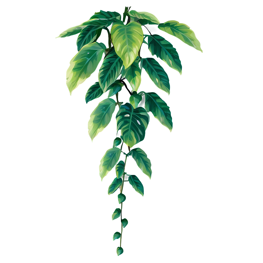 Hanging Green Leafy Vine PNG with transparent background