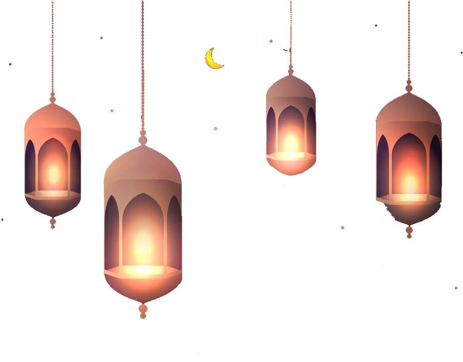 Hanging Lanterns Nighttime Scene PNG with transparent background