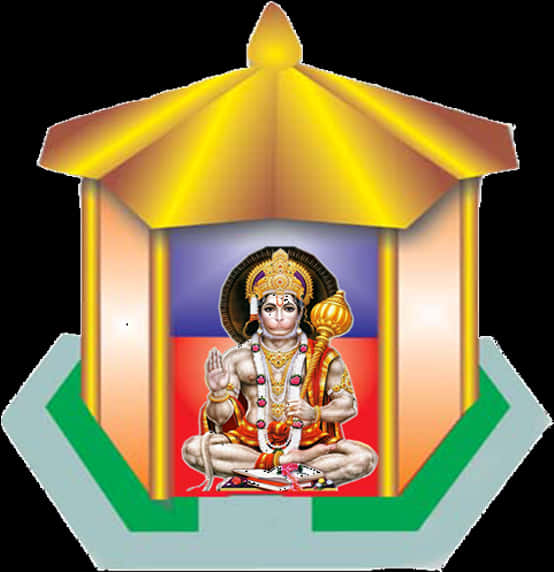 Hanuman Seatedin Temple Graphic