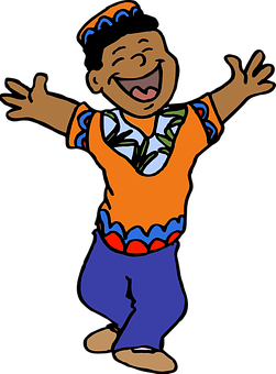 Happy African Child Cartoon PNG with transparent background