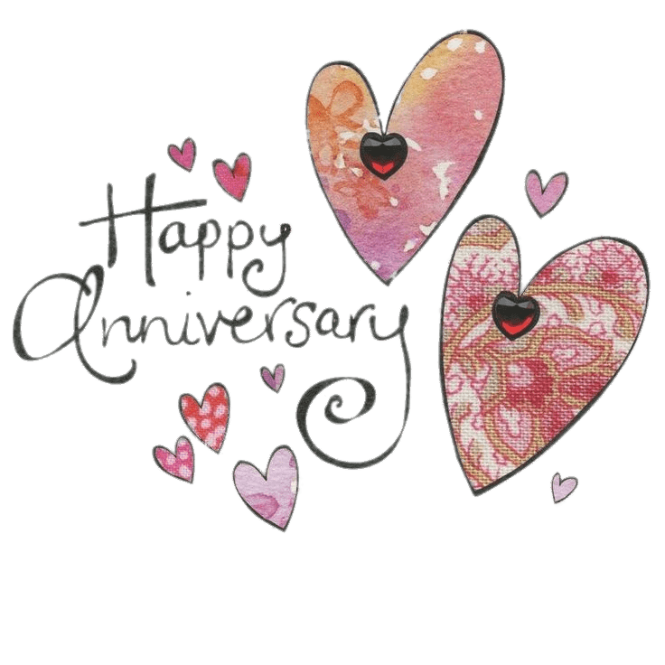 Happy Anniversary Heartsand Calligraphy