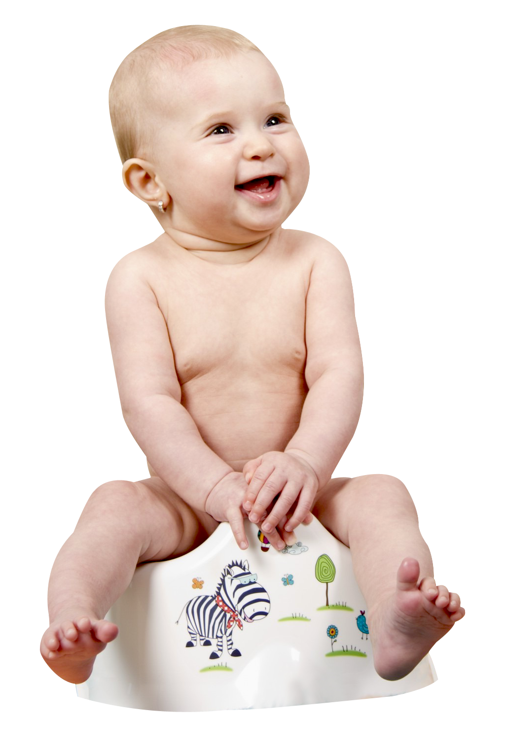 Happy Baby On Potty Chair PNG with transparent background