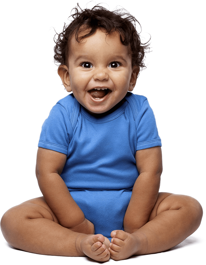 Happy Babyin Blue Onesie PNG with transparent background