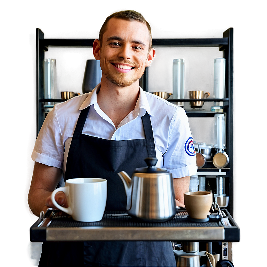 Happy Barista Working Png Hio