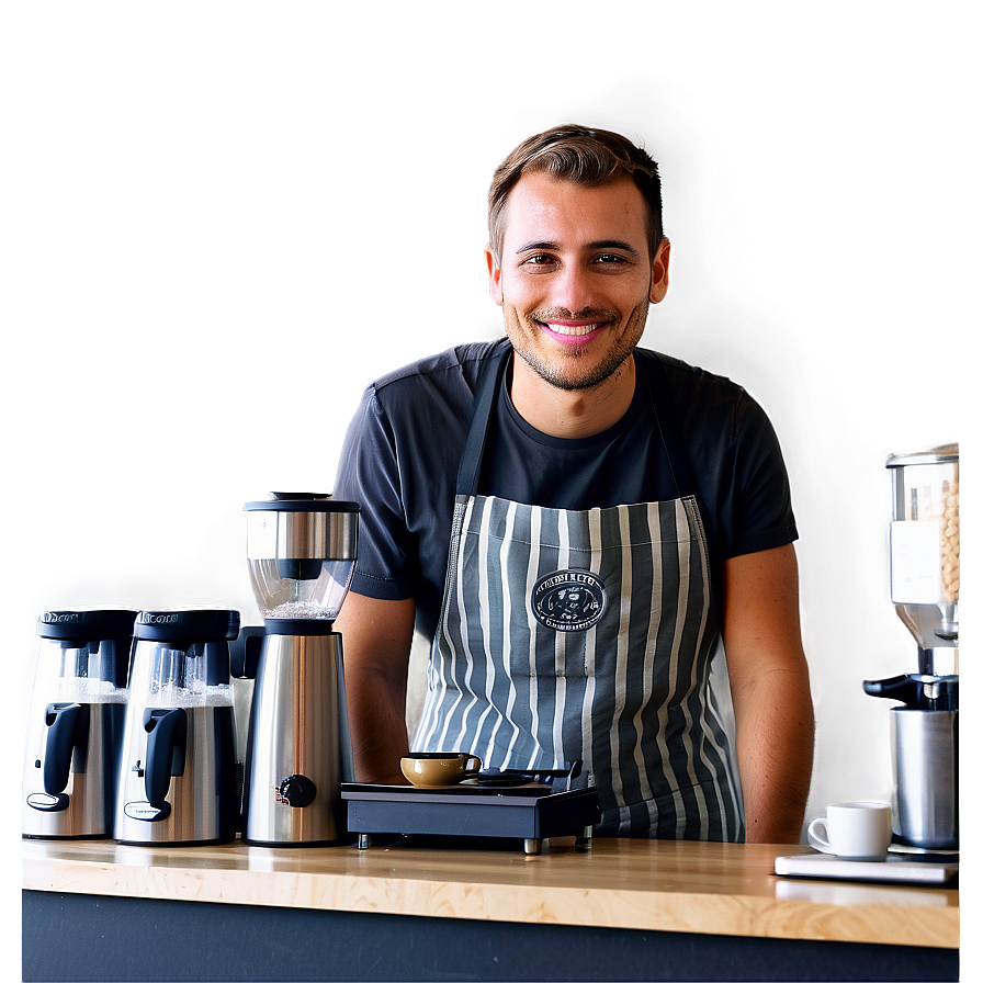 Happy Barista Working Png Tct