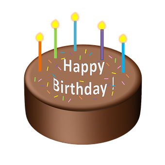 Happy Birthday Cake With Candles PNG with transparent background