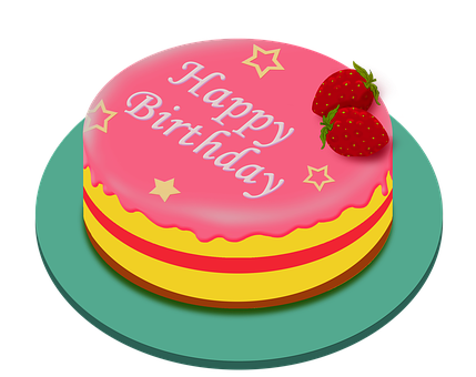 Happy Birthday Cakewith Strawberries PNG with transparent background
