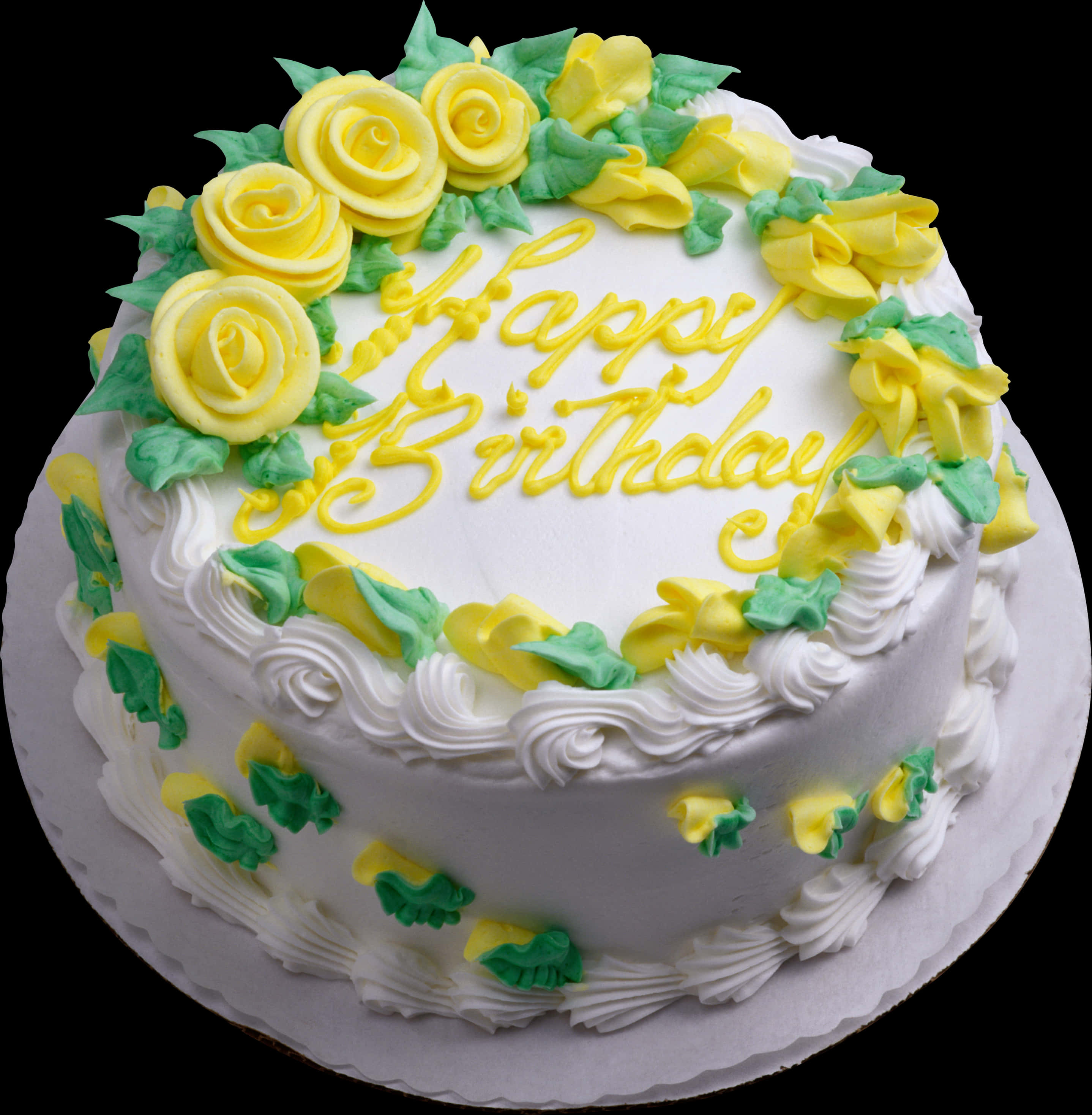 Happy Birthday Cakewith Yellow Flowers