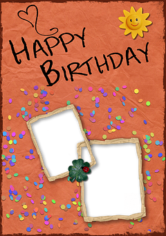 Happy Birthday Cardwith Photo Frames PNG with transparent background