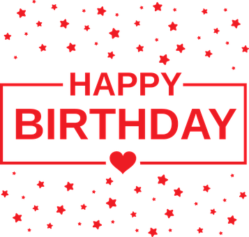 Happy Birthday Redand Black Graphic PNG with transparent background