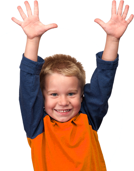 Happy Boy Raising Hands PNG with transparent background