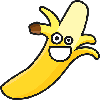 Happy Cartoon Banana PNG with transparent background