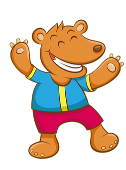 Happy Cartoon Bear Waving PNG with transparent background