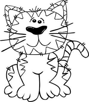 Happy Cartoon Cat Drawing