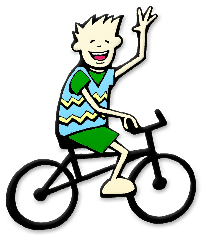 Happy Cartoon Child Biking