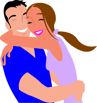 Happy Cartoon Couple Hugging_ Vector